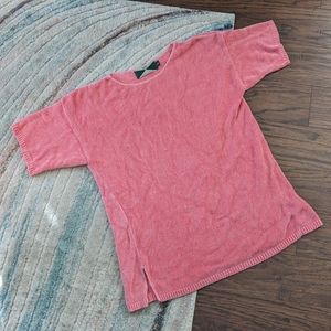 525 America peach chenille short sleeve sweater